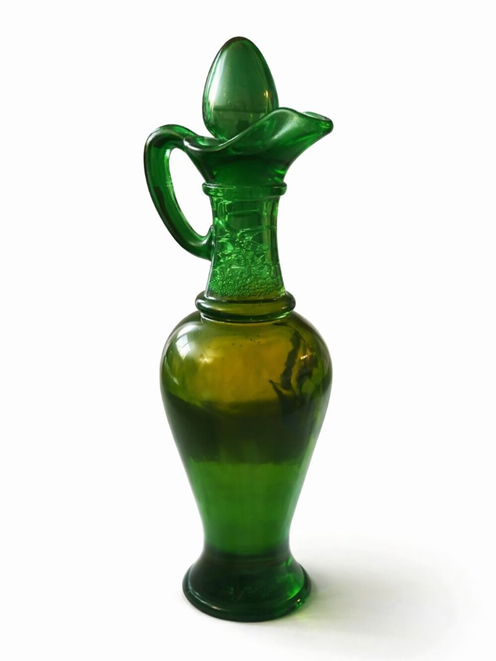Avon Charisma Green Glass Bath Oil Urn 9” NIB Vintage Gold Motif Collectible - Picture 4 of 9
